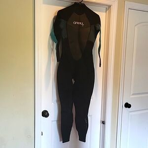 O'Neill full body wet suit back-zip velcro closure Women's size 12 teal blue